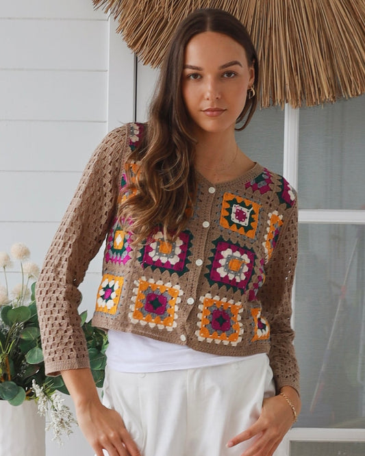 Sally Multi Colour Crochet Cardigan