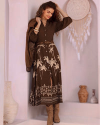 Iris Palm Tree Print Maxi Dress