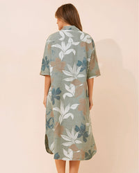 Jodie Leaf Print Linen Dress
