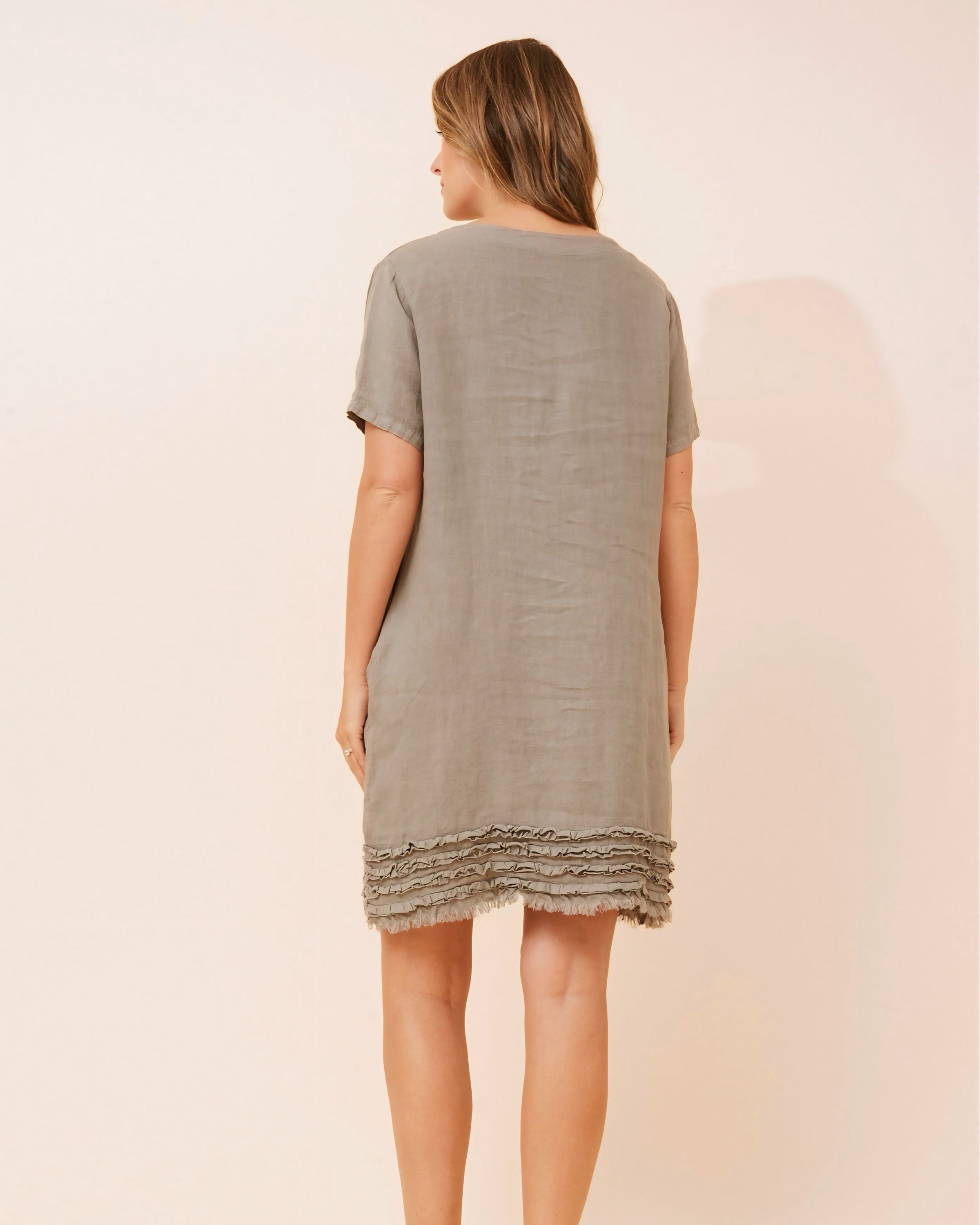 Fiona Detailed Frill Linen Dress