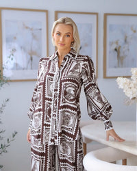 Chocolate Self Print Blouse