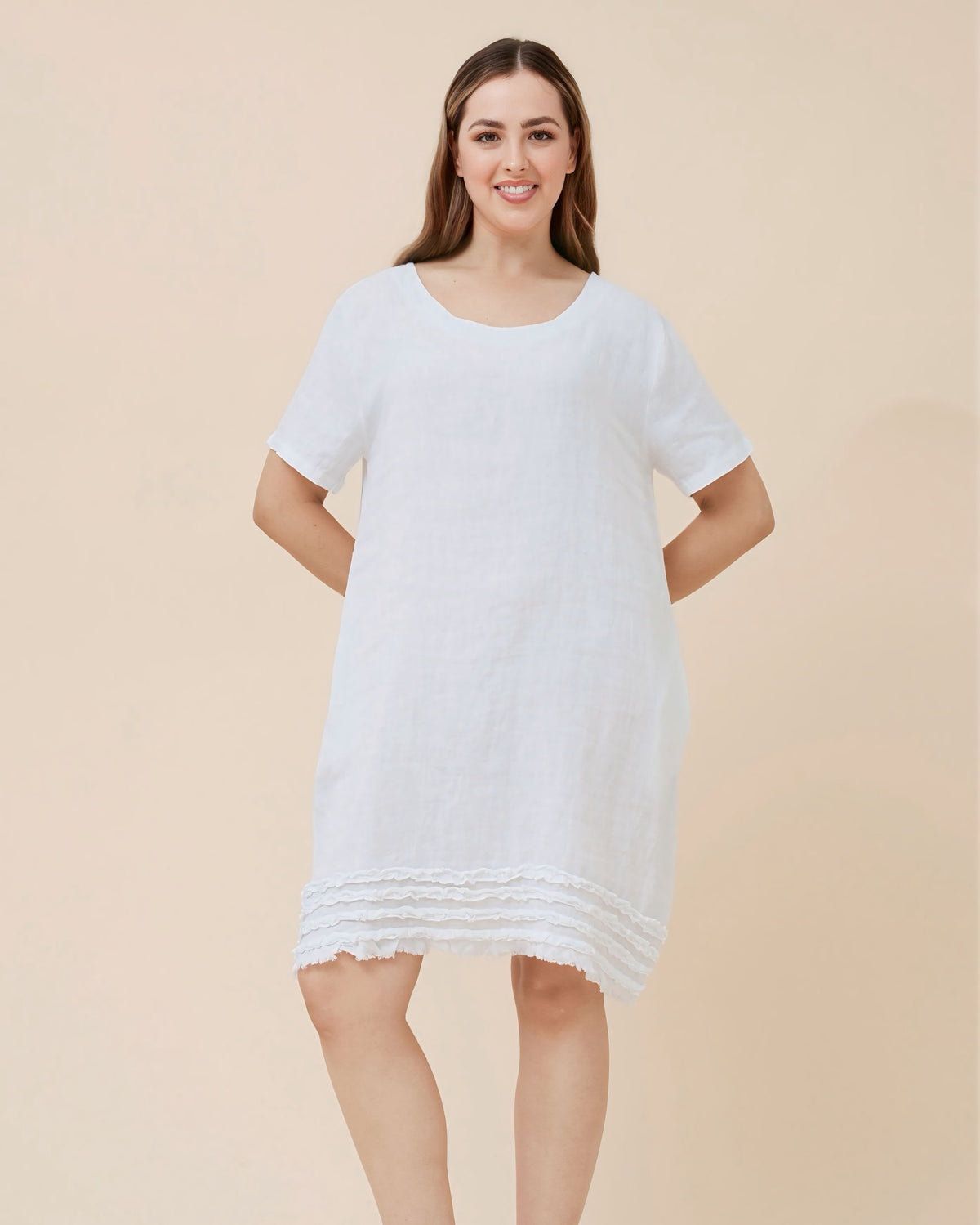 Celine Linen Frill Bottom Dress