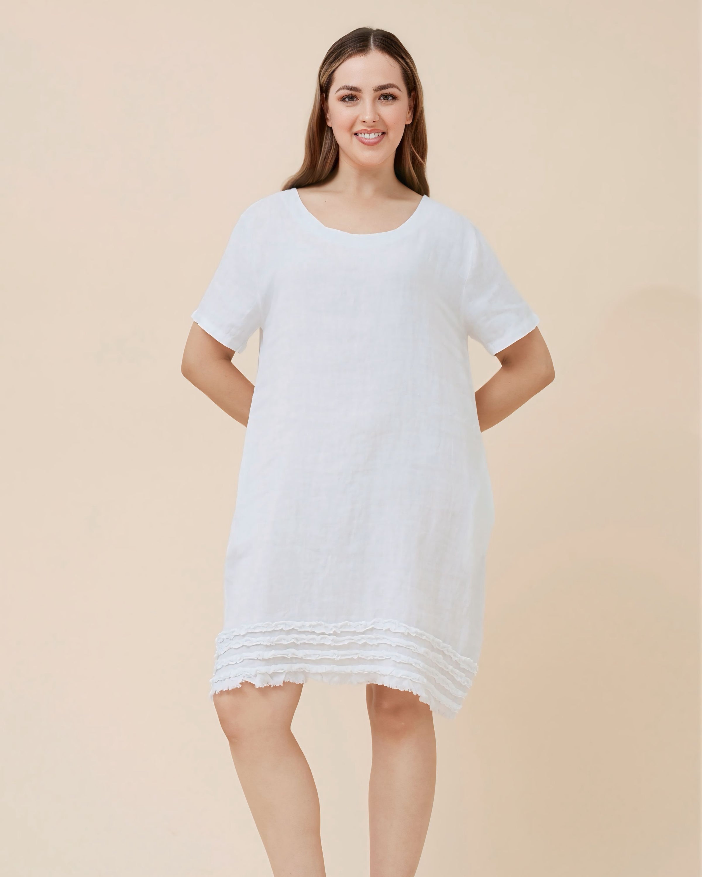 Celine Linen Frill Bottom Dress