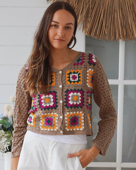 Sally Multi Colour Crochet Cardigan