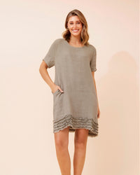 Fiona Detailed Frill Linen Dress
