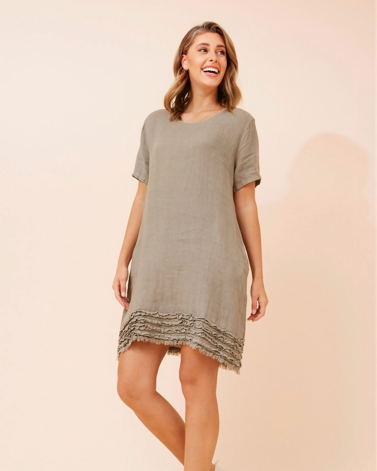 Fiona Detailed Frill Linen Dress