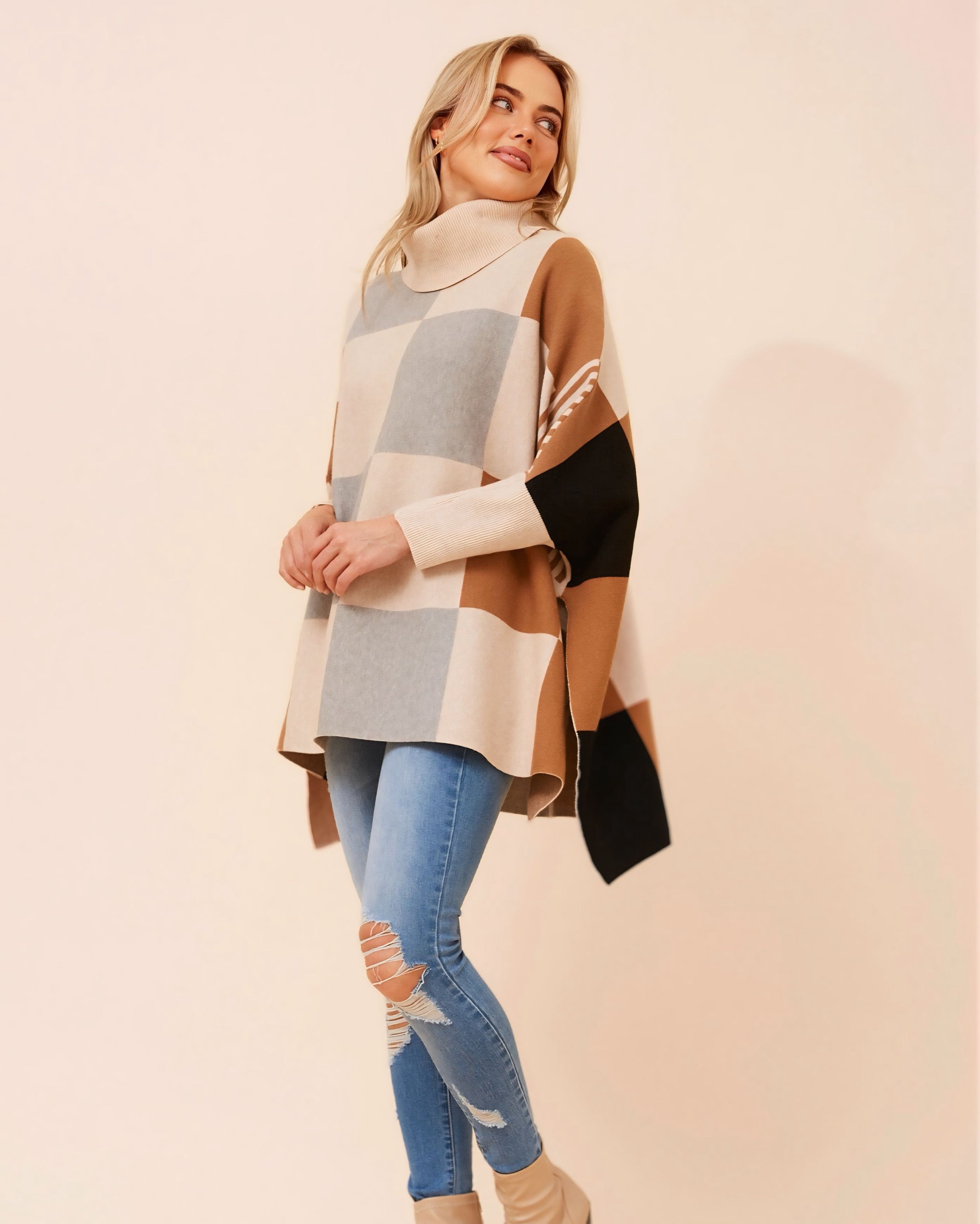 Amber High Neck Poncho