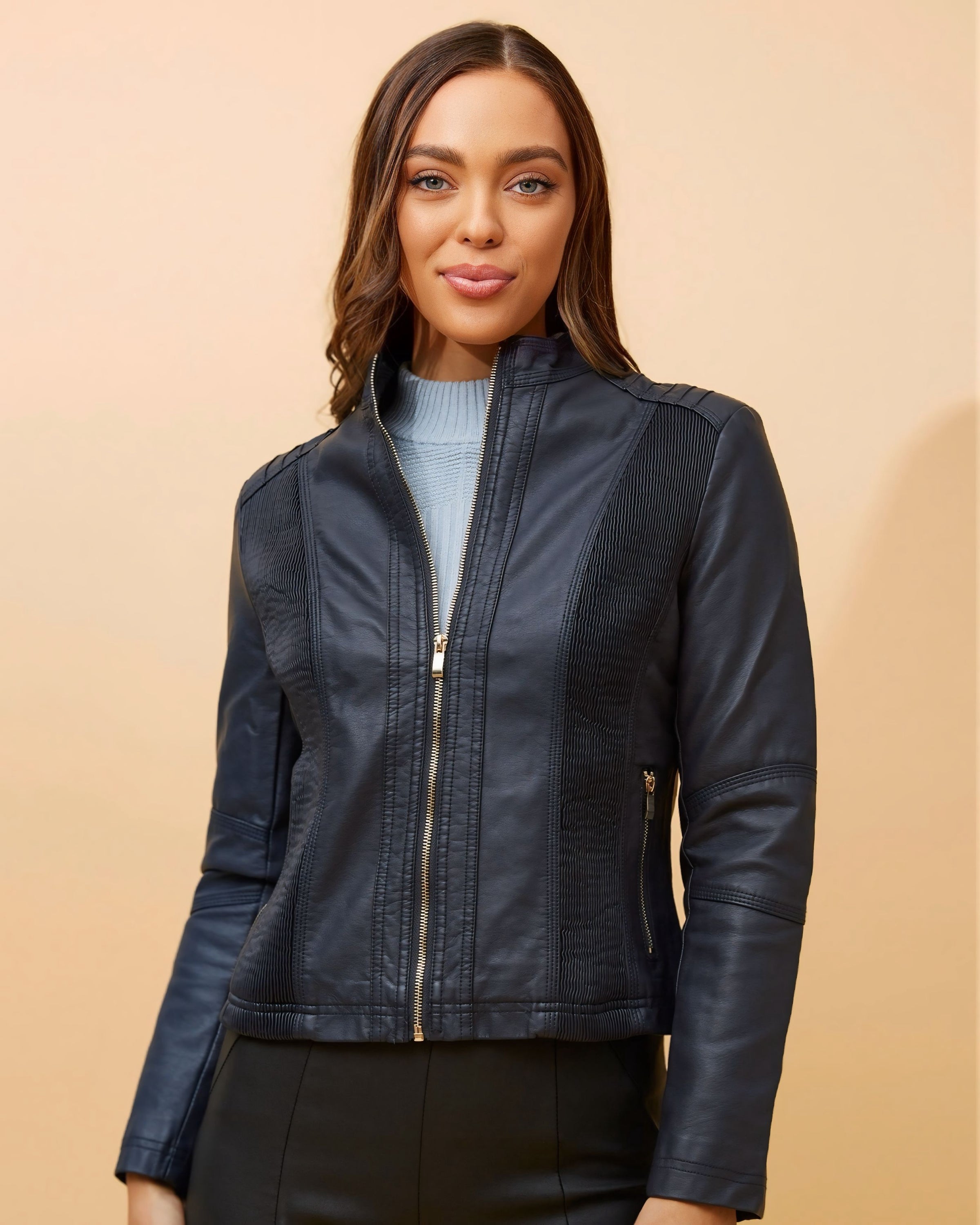 Sky Vegan Leatherette Jacket