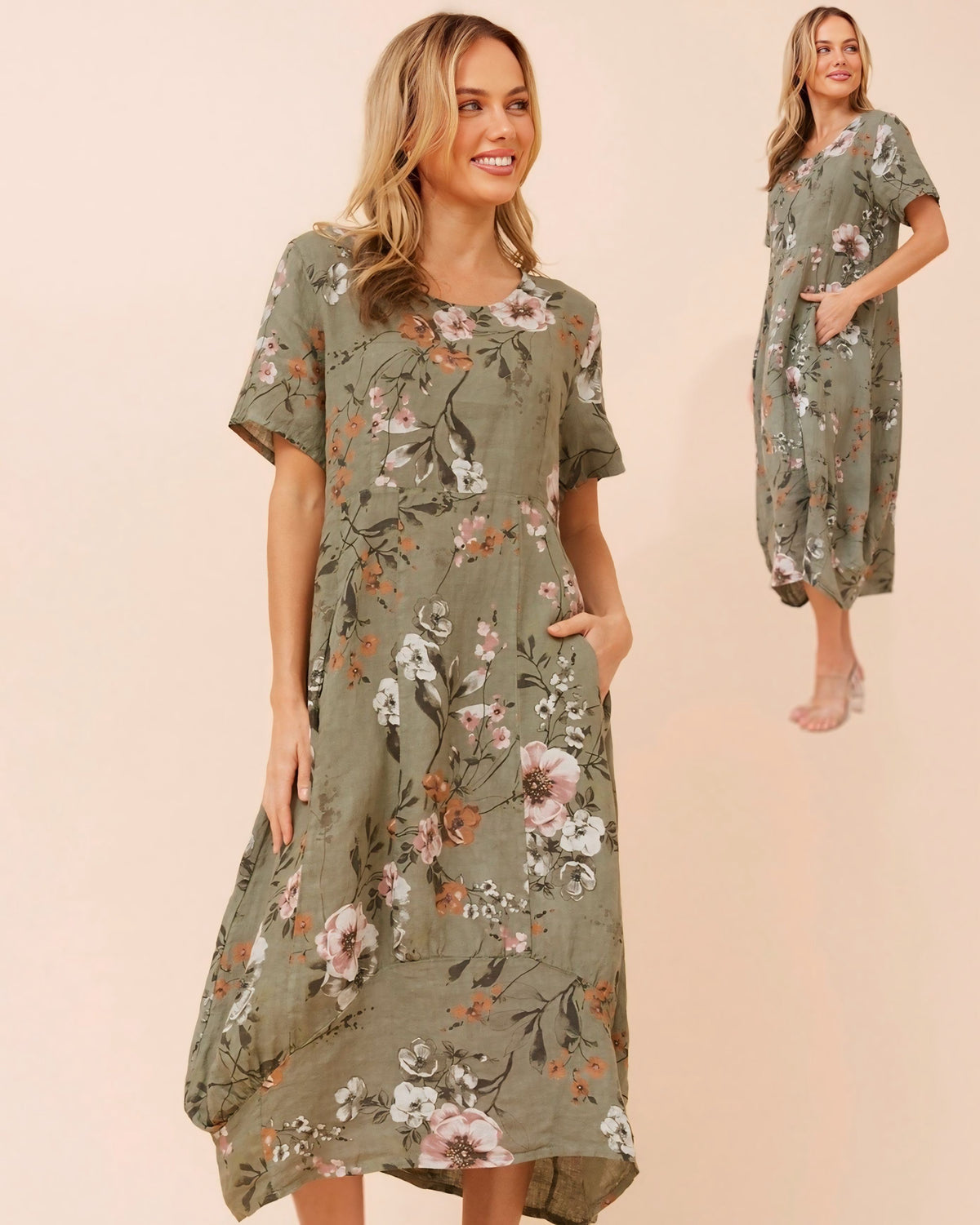 Sarah Print Hanky Linen Dress