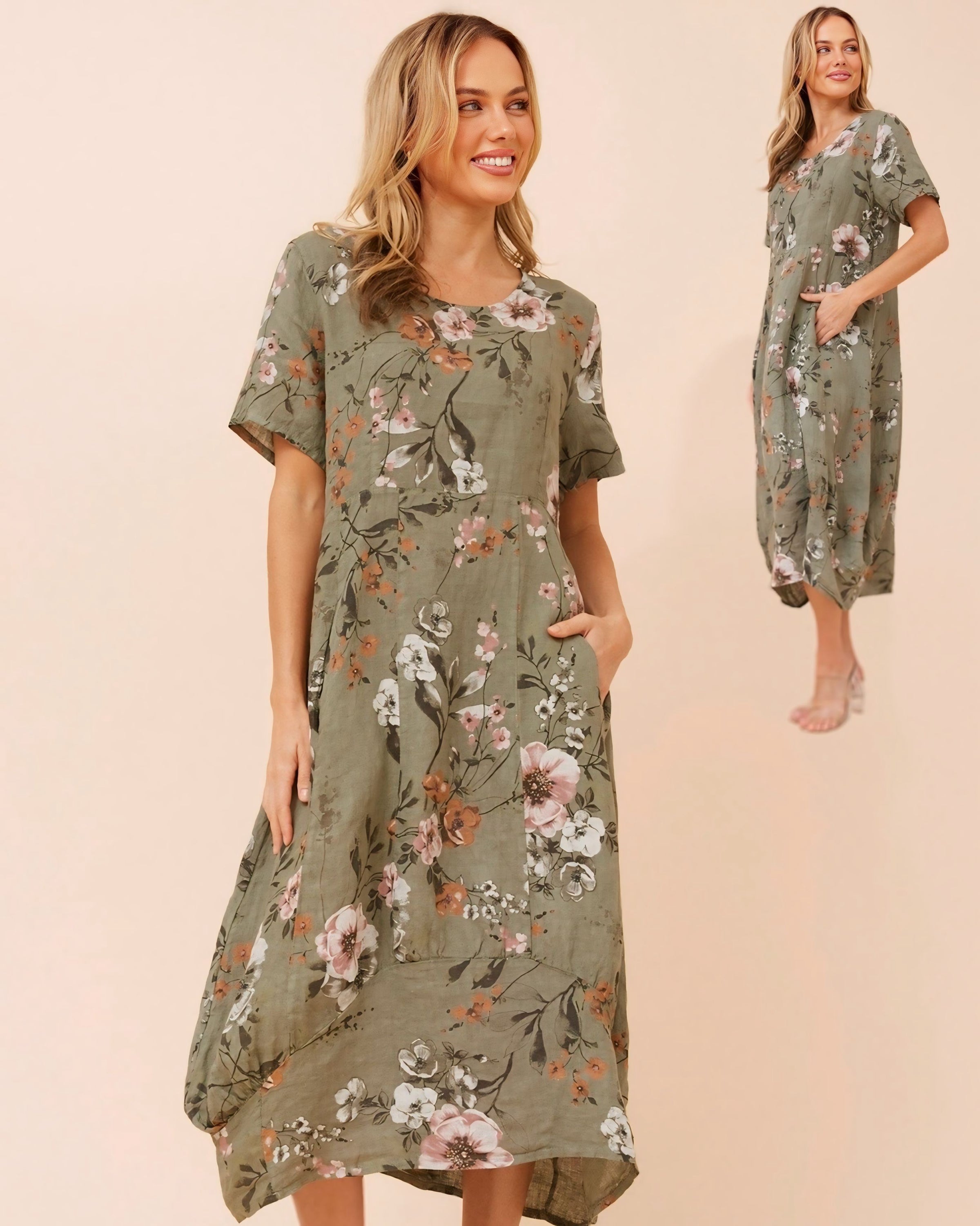 Sarah Print Hanky Linen Dress