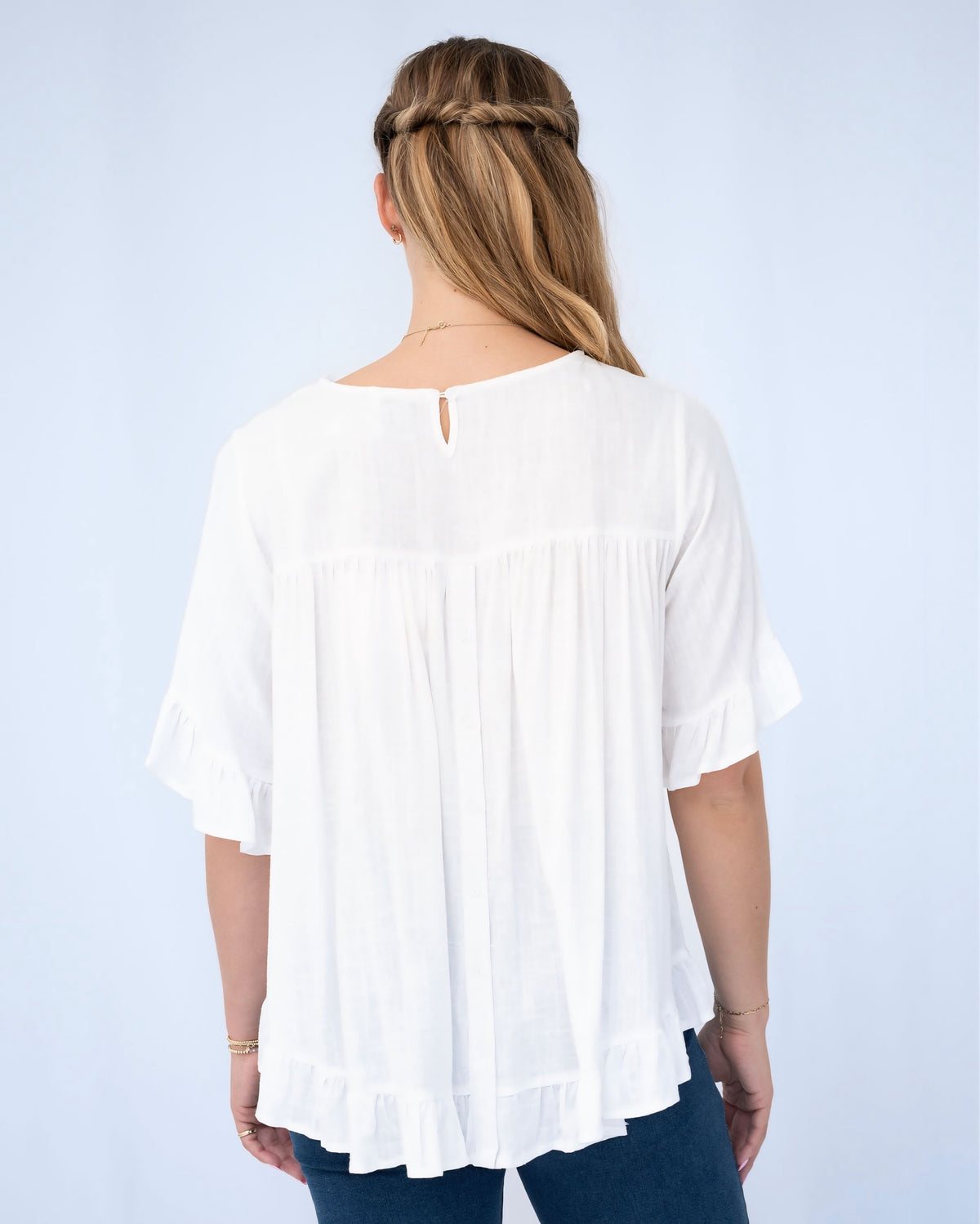 Laura Frill Hem Linen Blouse