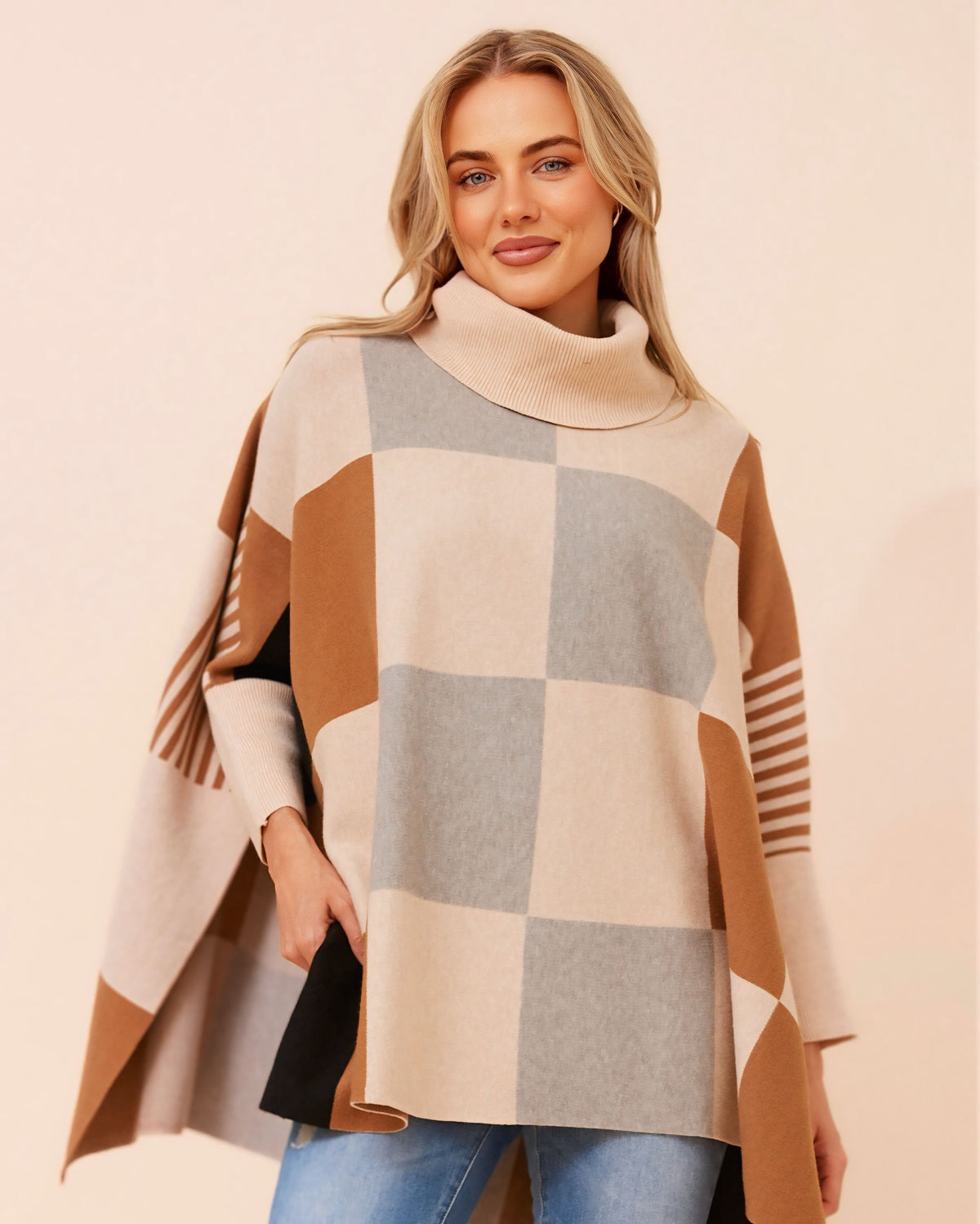 Amber High Neck Poncho