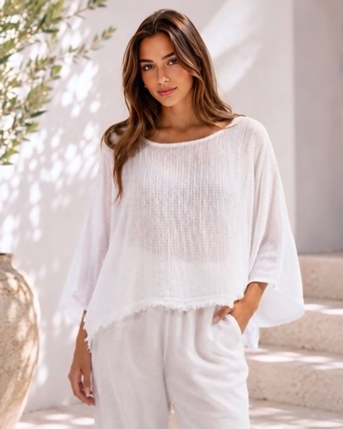 Charlotte Linen White Blouse