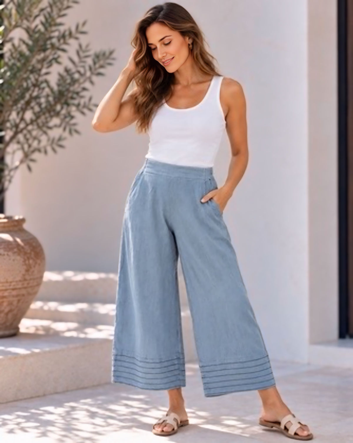 Sky Italian Linen Pants