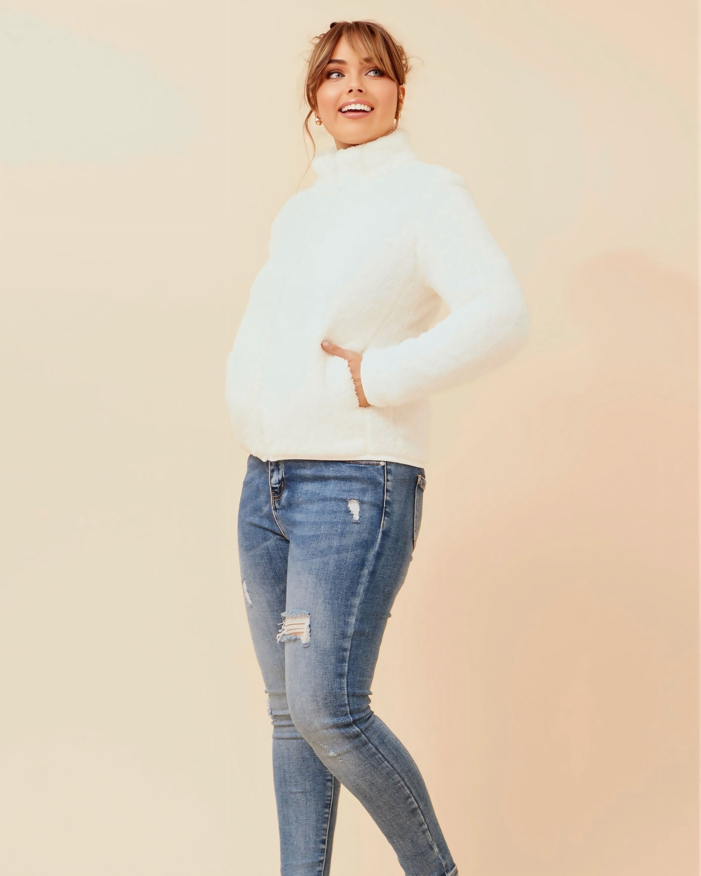 Janelle Zip Front Teddy Jacket