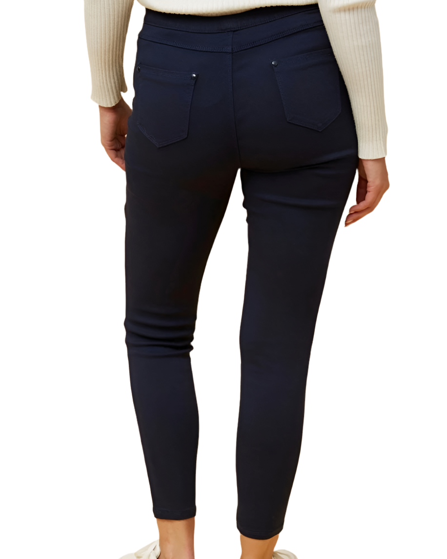 Stretch Pull On Navy Pants