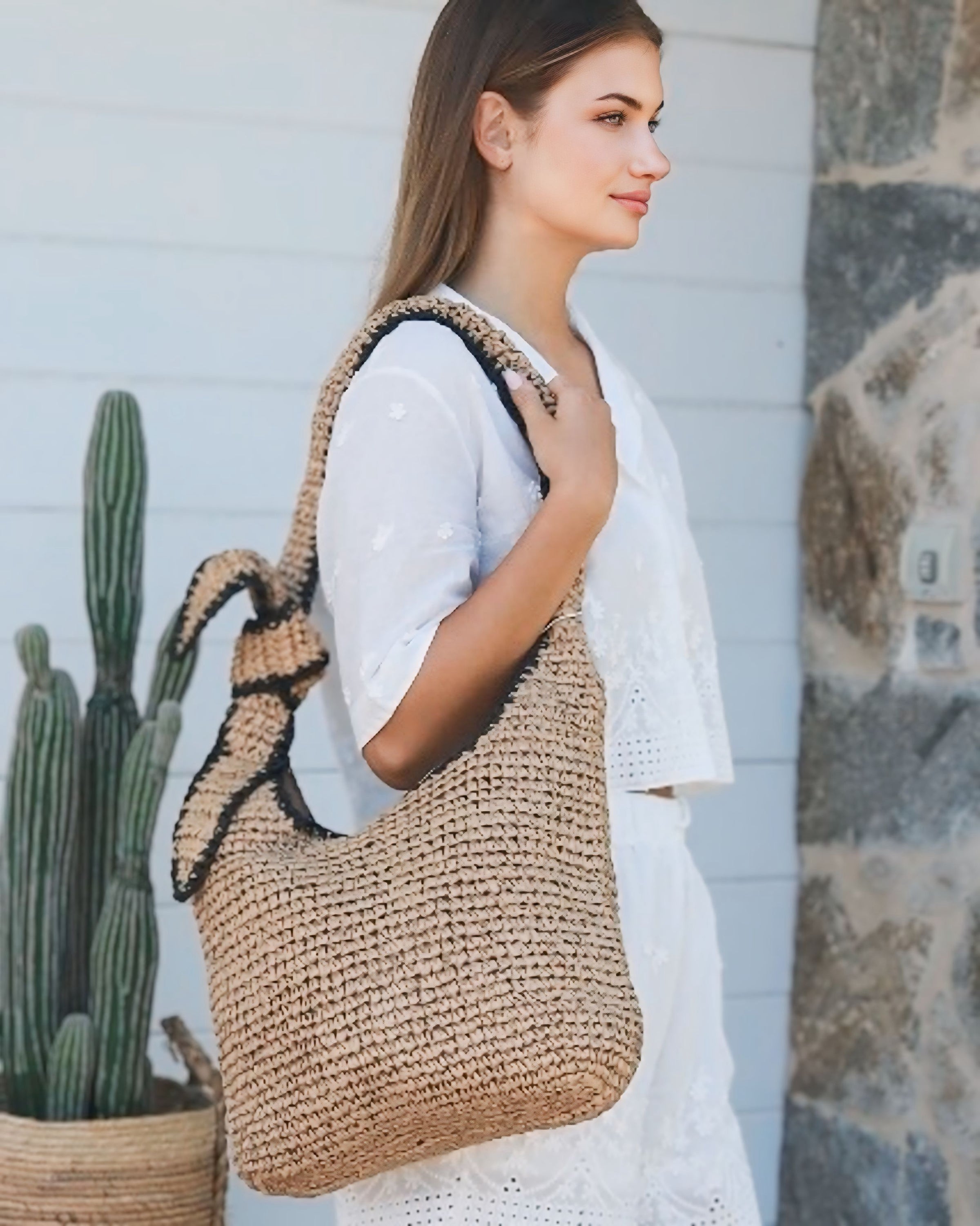 Bags : Woven Side Tye Knot Bag