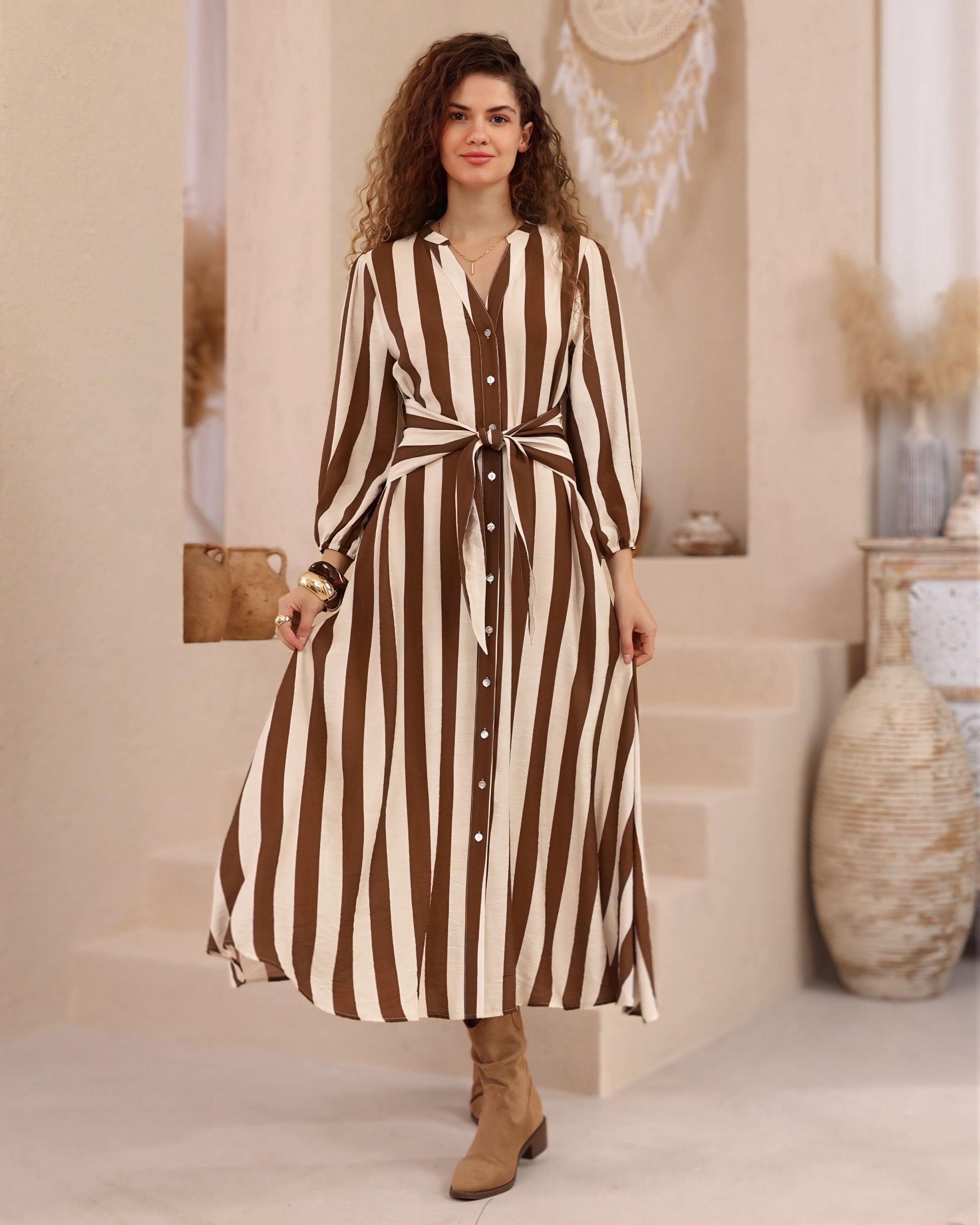 Olga Button Front Maxi Dress