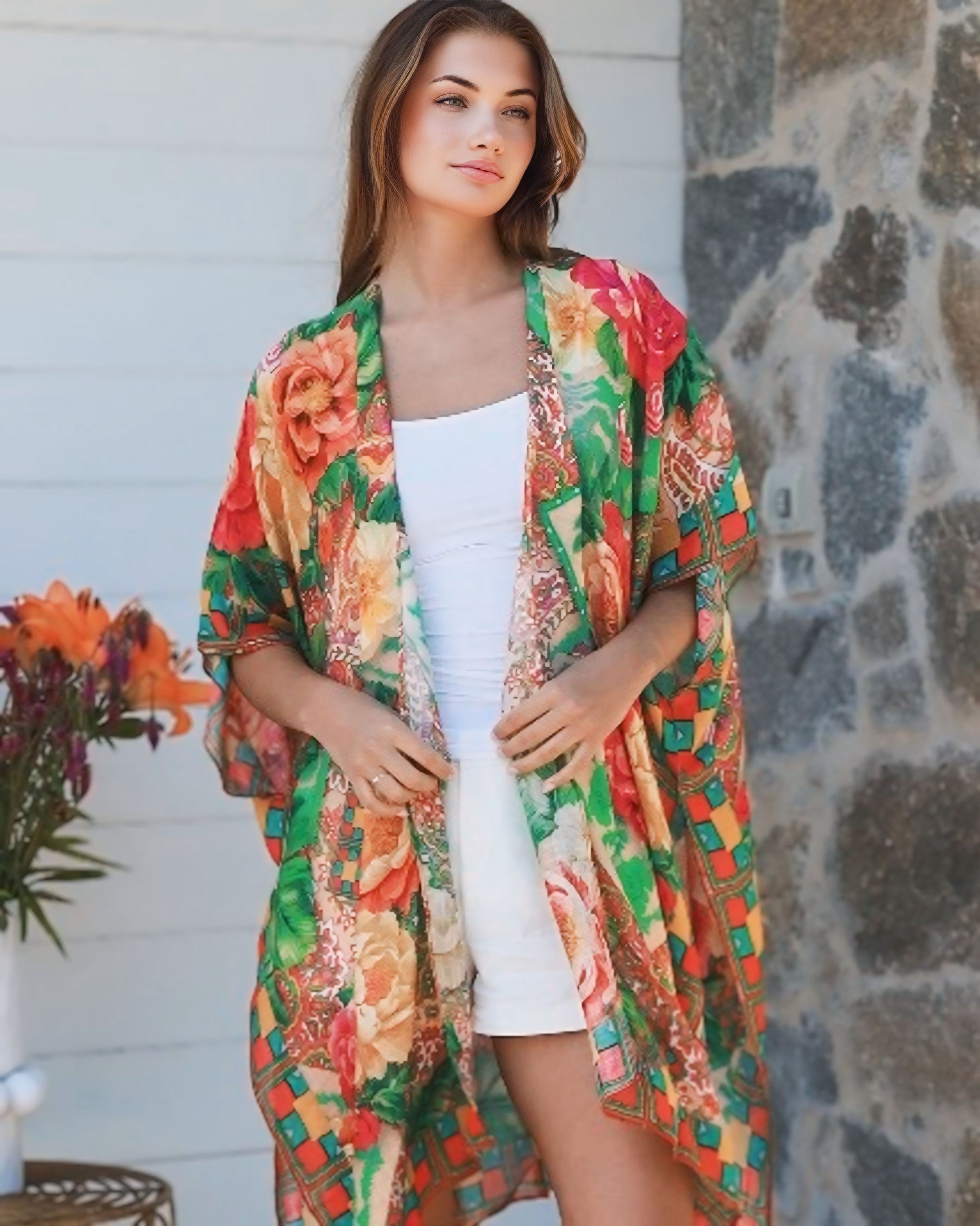 Trudy Flower Throw Top