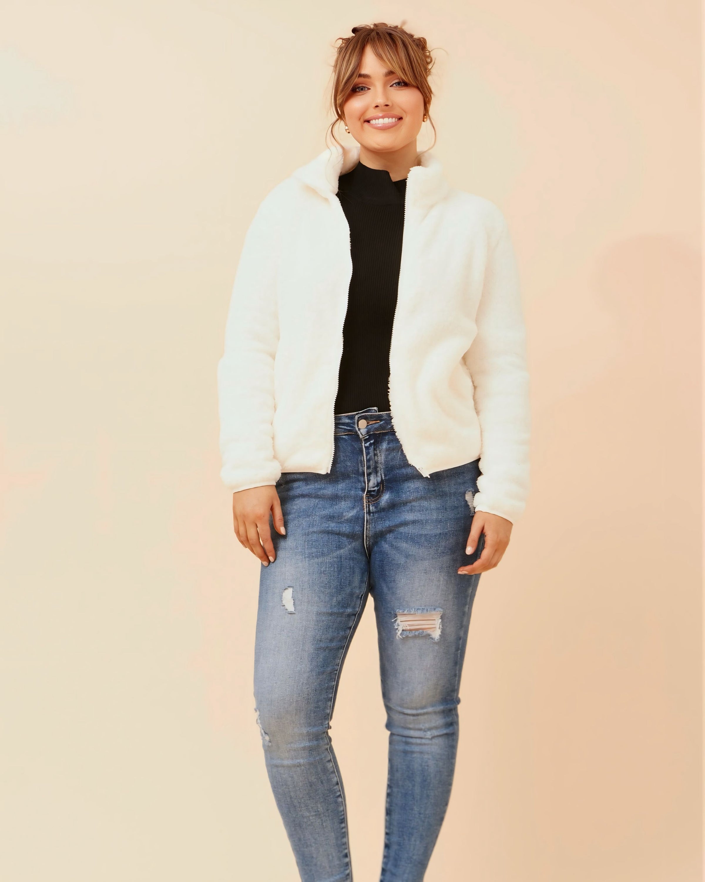 Janelle Zip Front Teddy Jacket