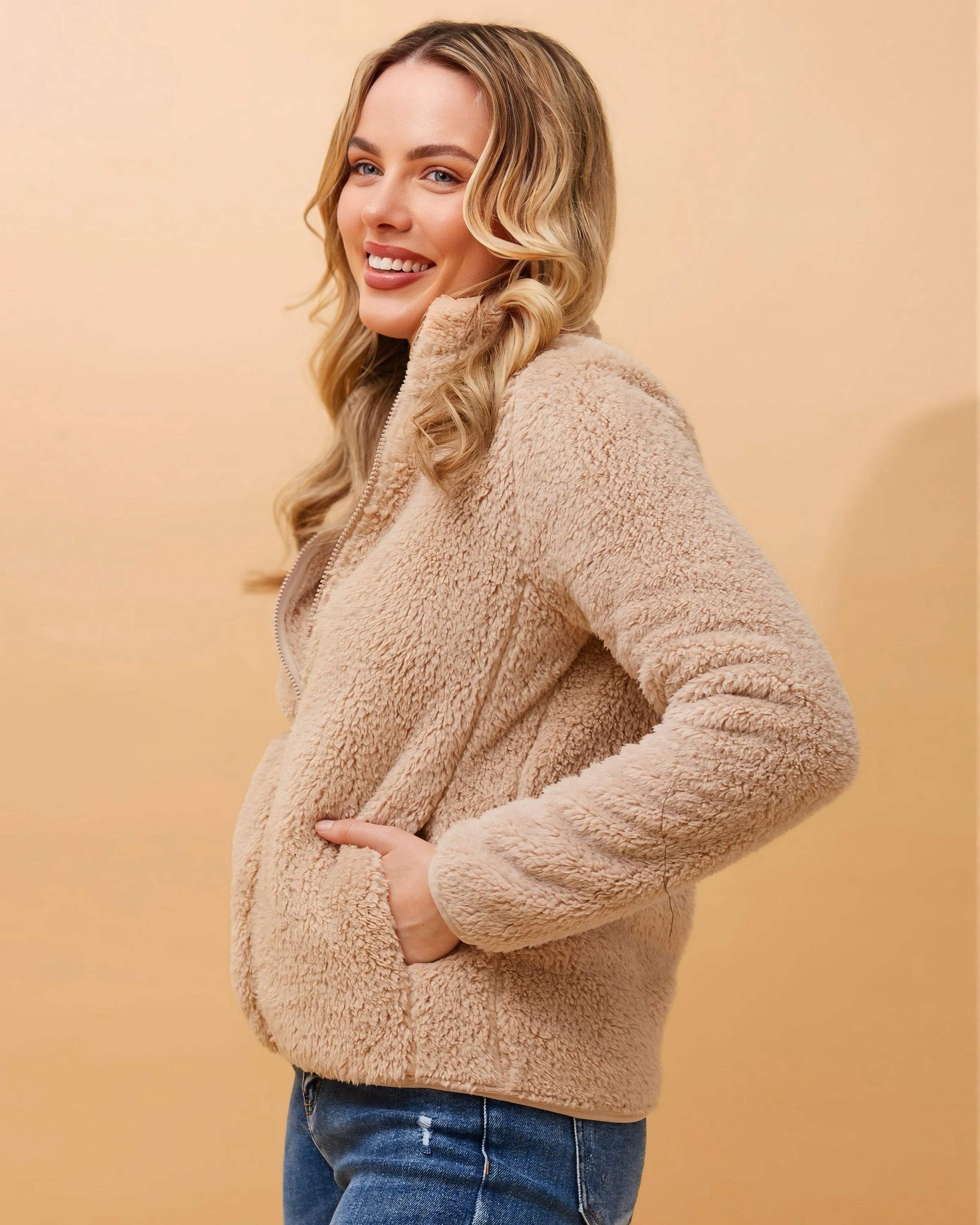 Laura Zip Front Teddy Jacket