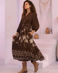 Iris Palm Tree Print Maxi Dress