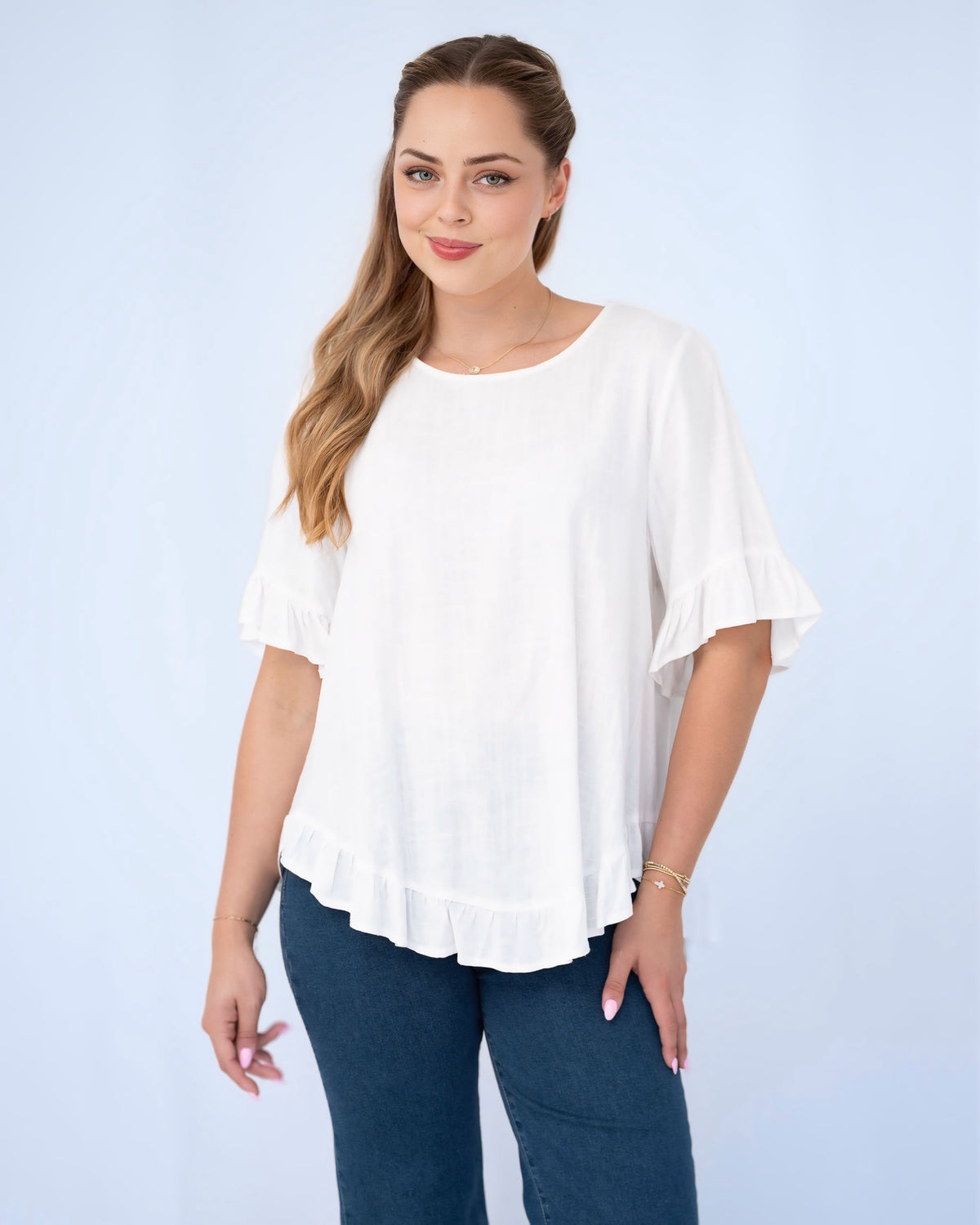 Laura Frill Hem Linen Blouse
