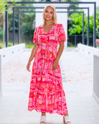 Sharna Abstract Print Maxi Dress