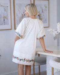 Angie Trim Embroidered Cotton Dress