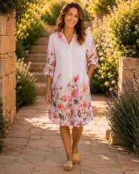 Vera May White Linen Shirt Dress