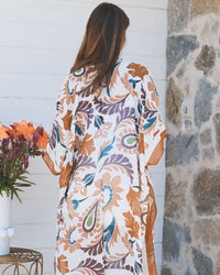 Sandy Leaf Print Woven Wrap