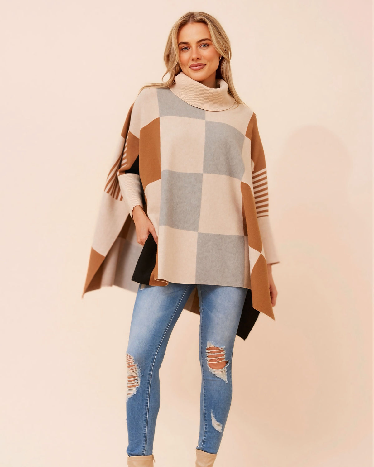 Amber High Neck Poncho