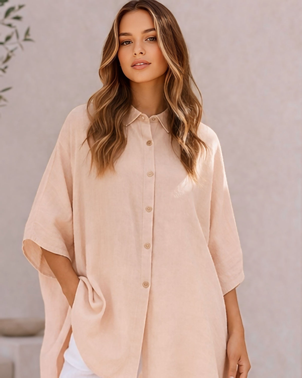 Vera May Oversized Pink Linen Shirt