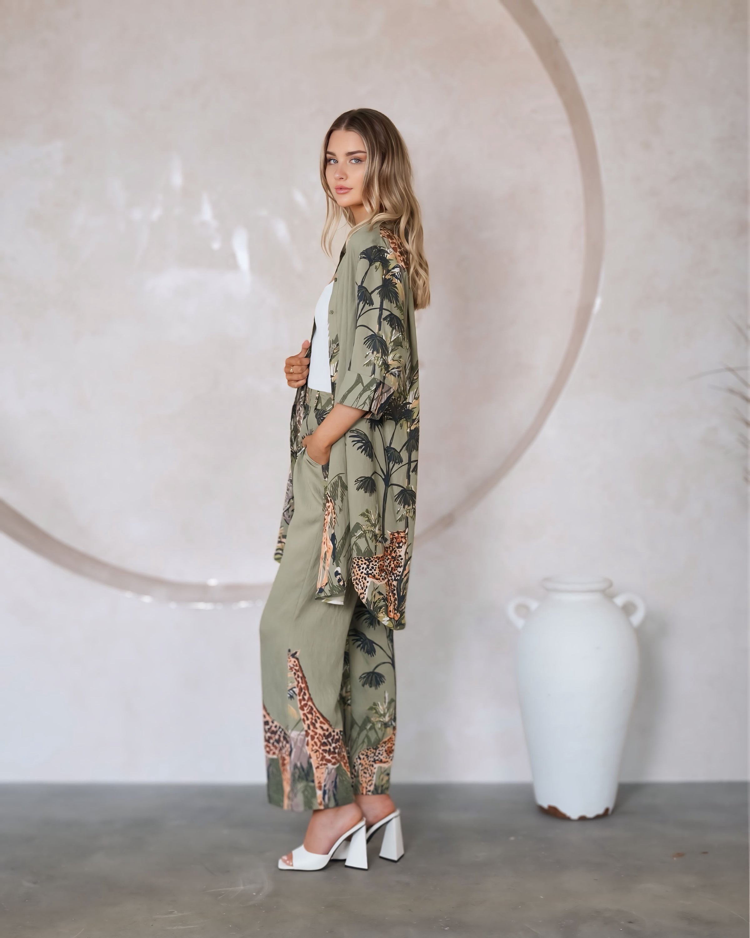 Silvia Safari Shirt And Pants Set