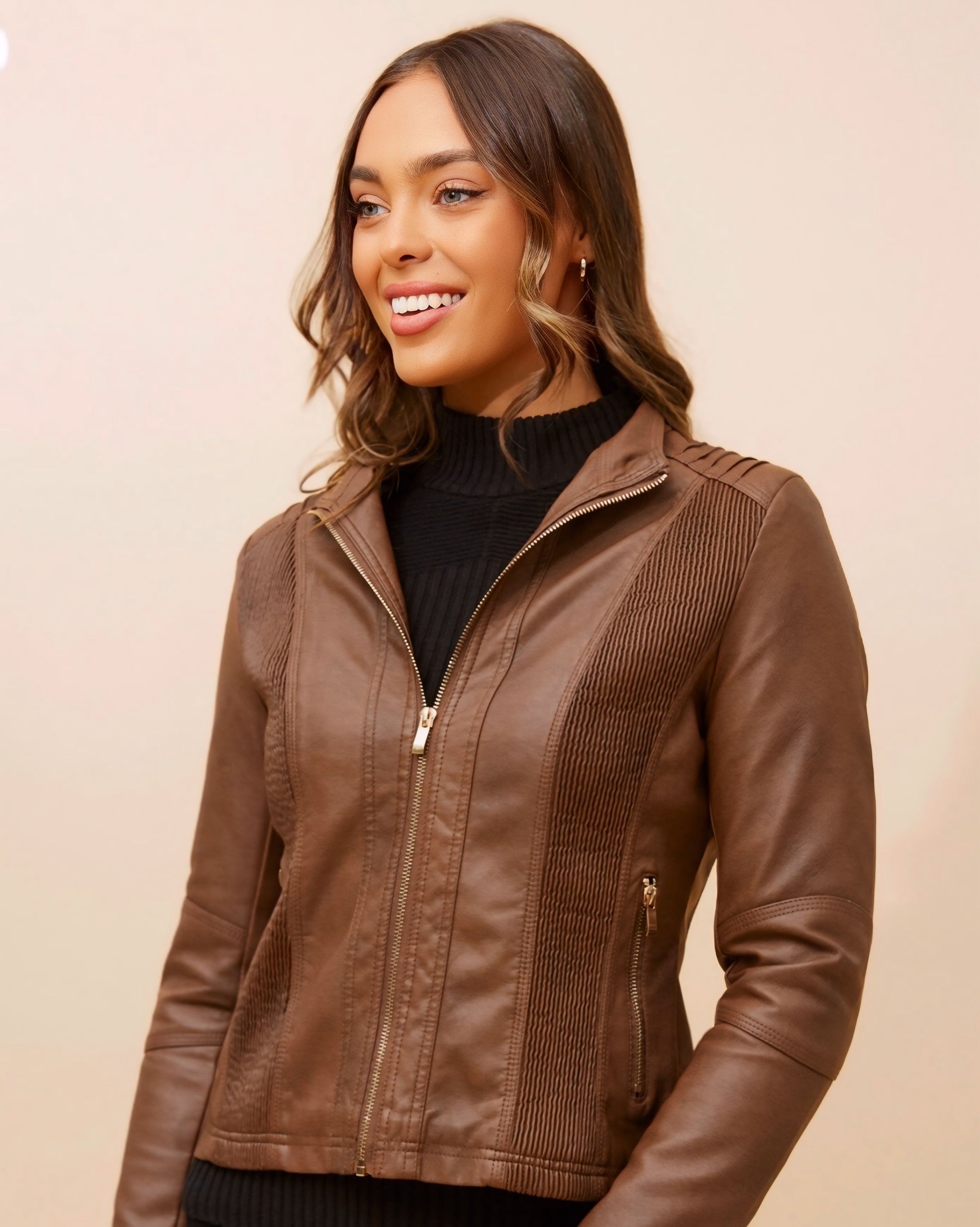 Cloe Vegan Leatherette Jacket