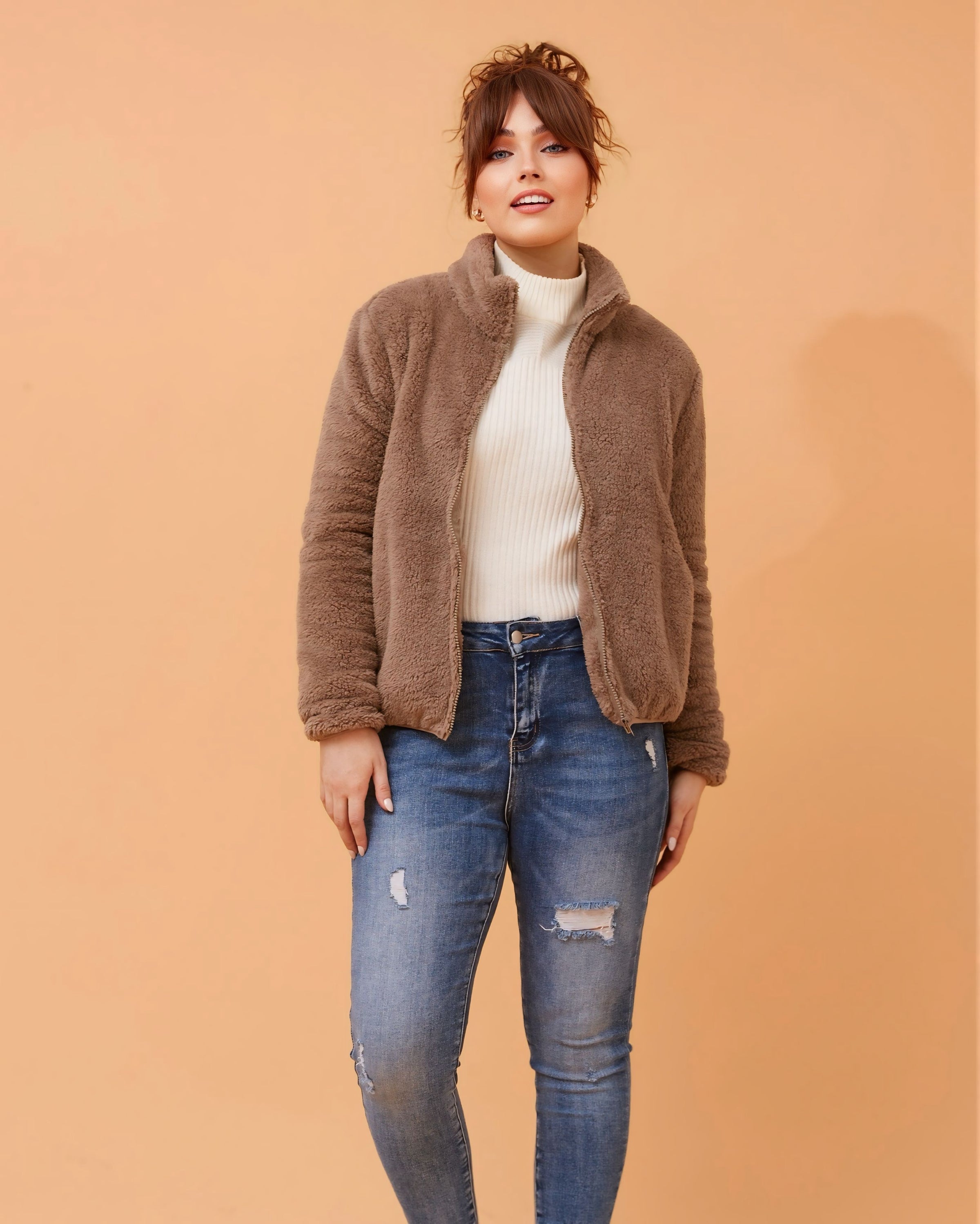 Sally Fur Zip Front Jacket