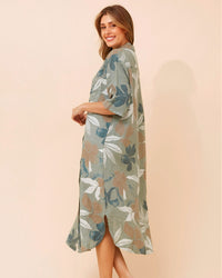 Jodie Leaf Print Linen Dress
