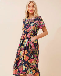 Rose Floral Midi Dress