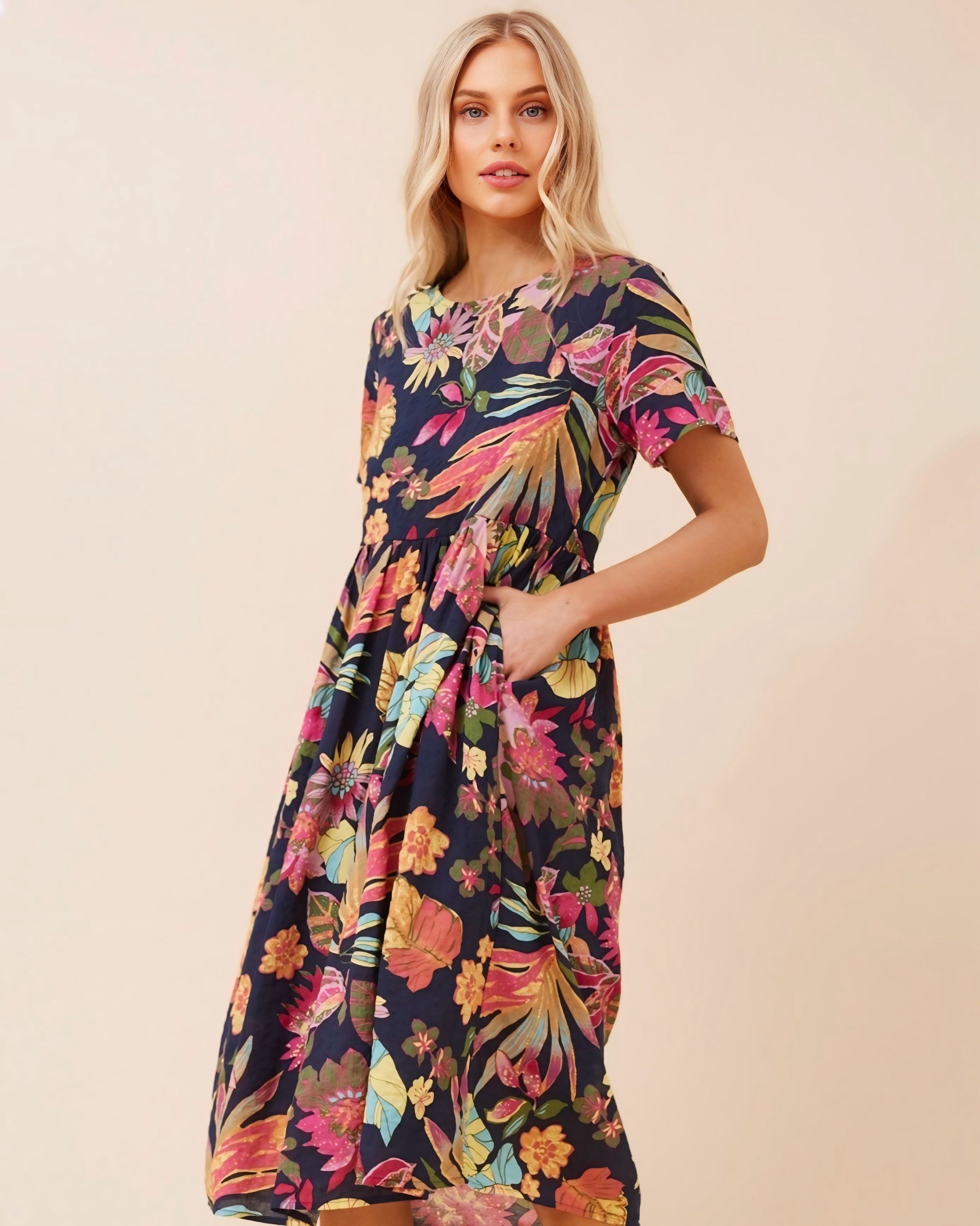 Rose Floral Midi Dress