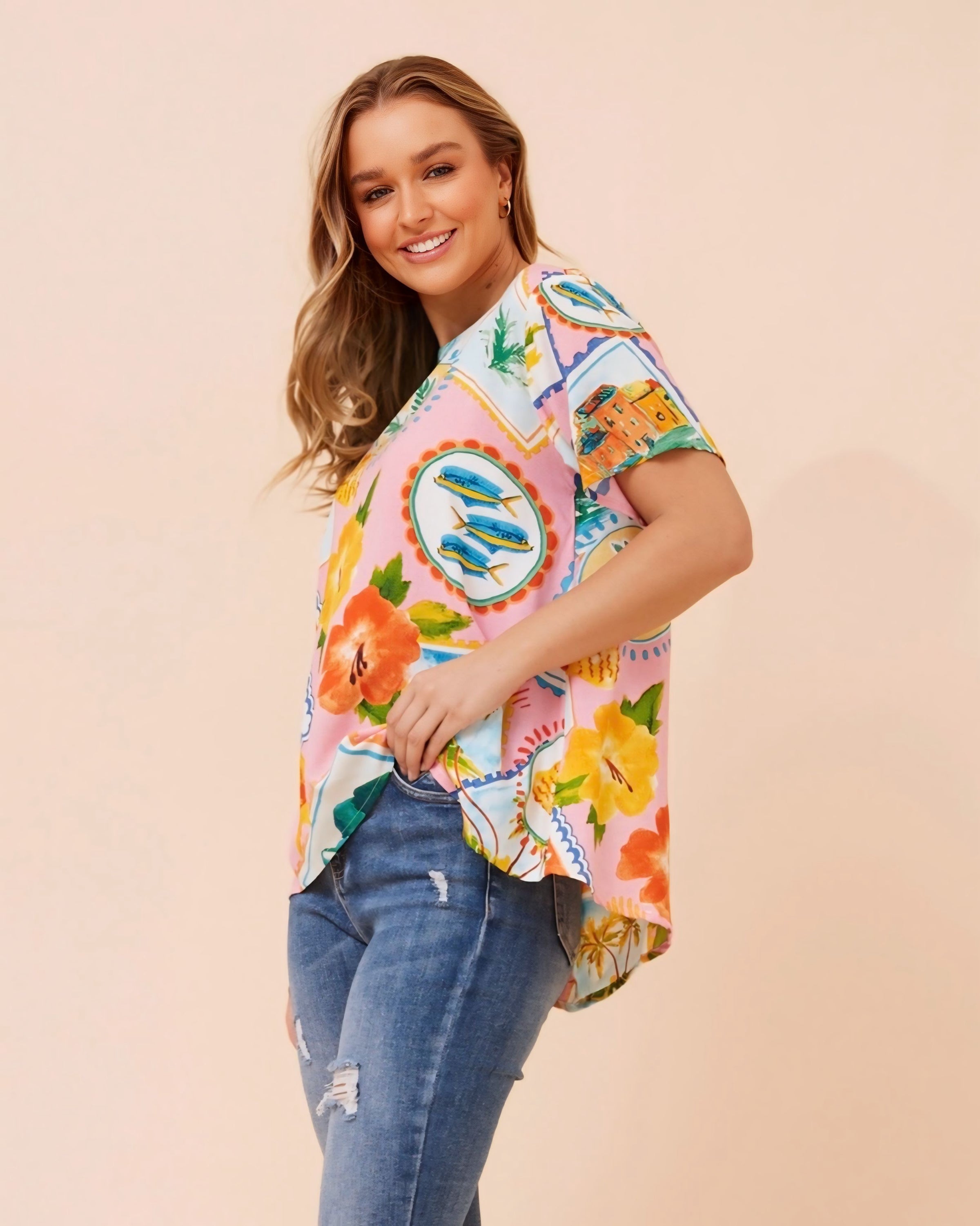 Mellisa Patchwork Print Top