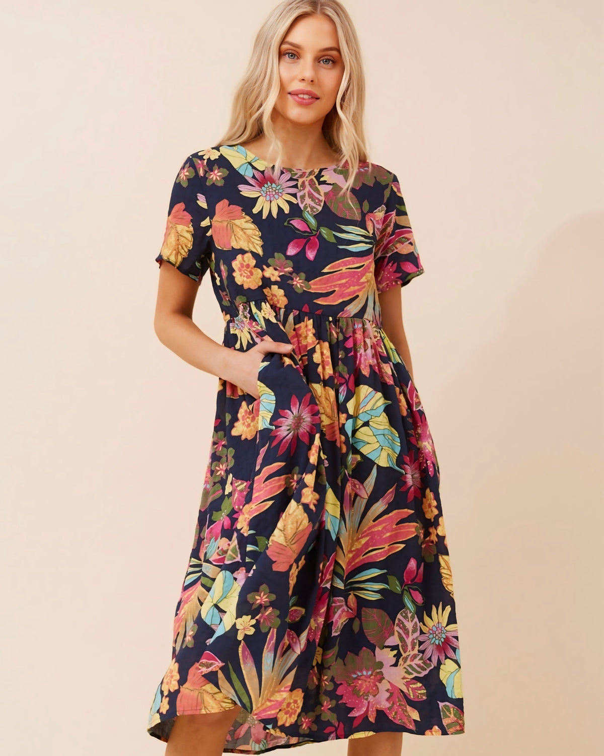 Rose Floral Midi Dress