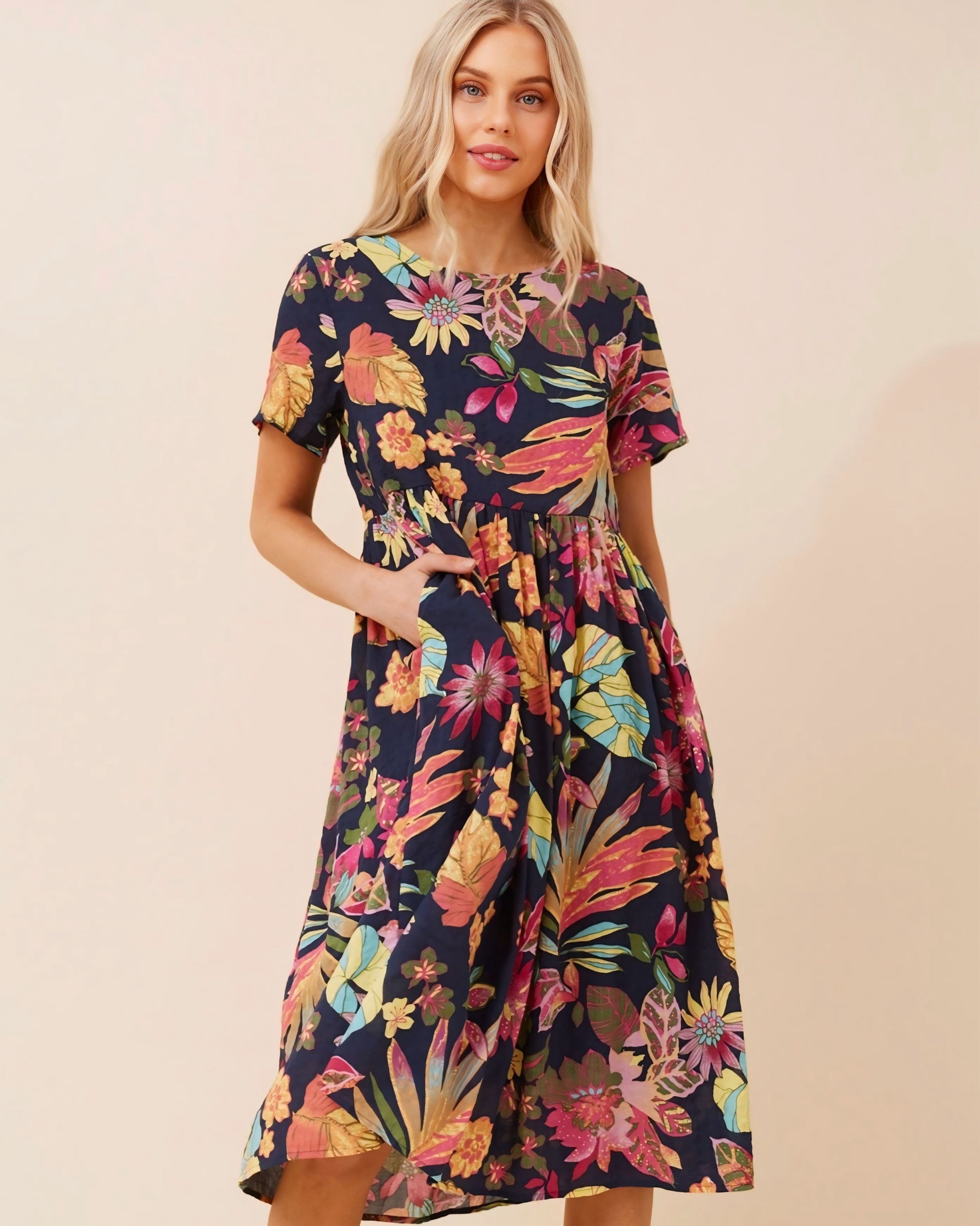 Rose Floral Midi Dress