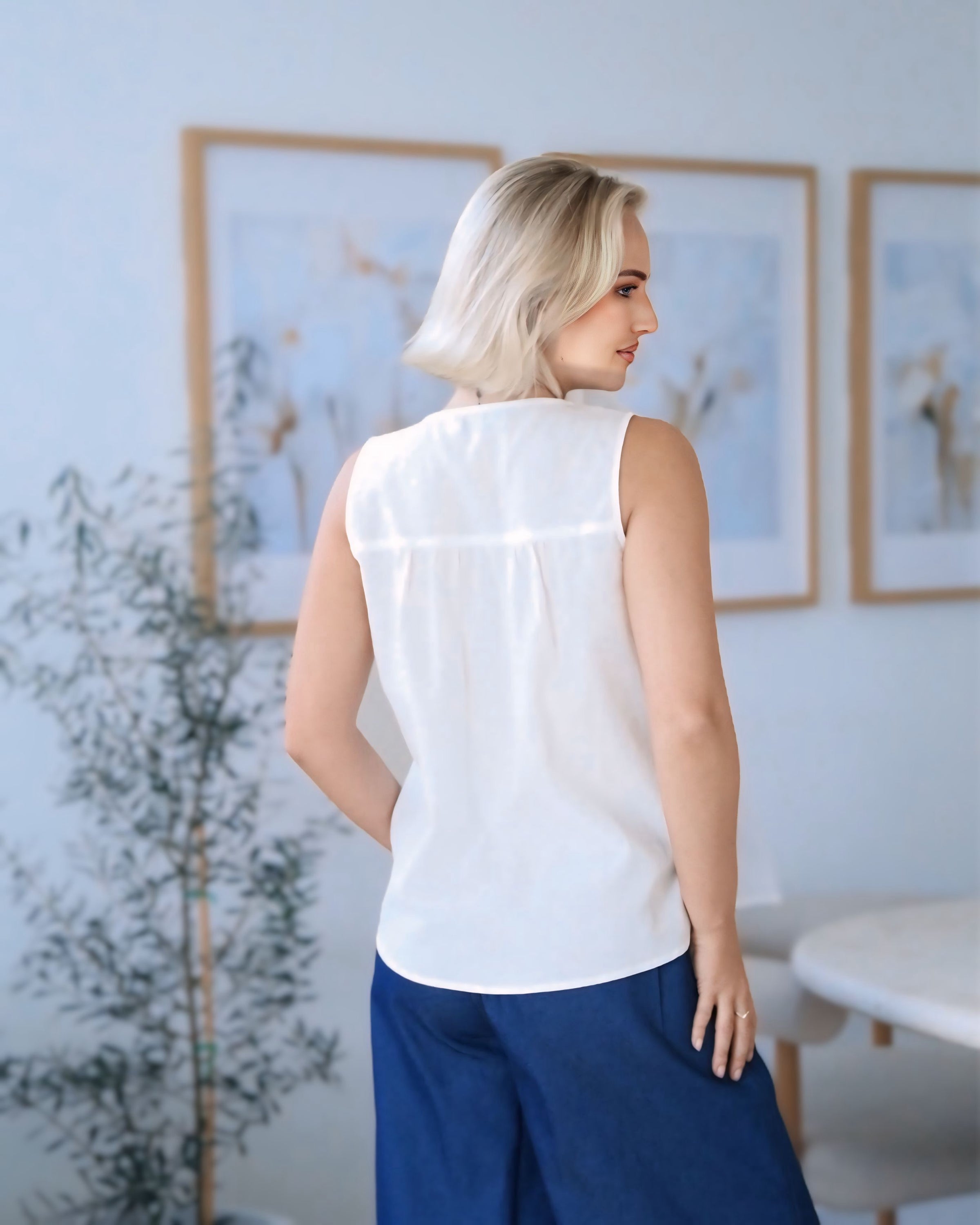 Paula Embroidered Trim Front Top