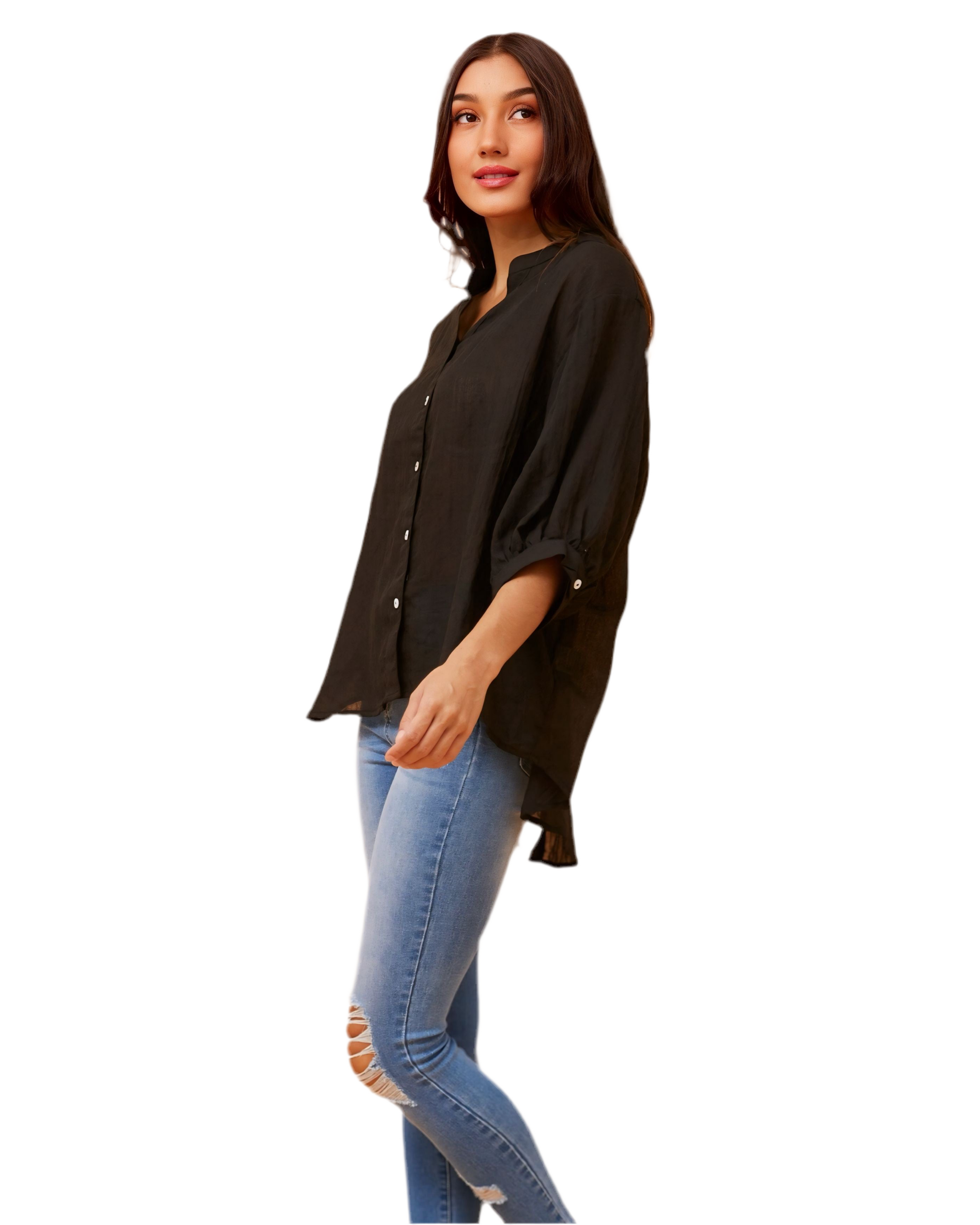 Sarah Button Front And Back Shirt