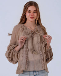 Scarlet Frill Front Blouse