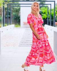 Sharna Abstract Print Maxi Dress