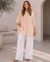 Vera May Oversized Pink Linen Shirt
