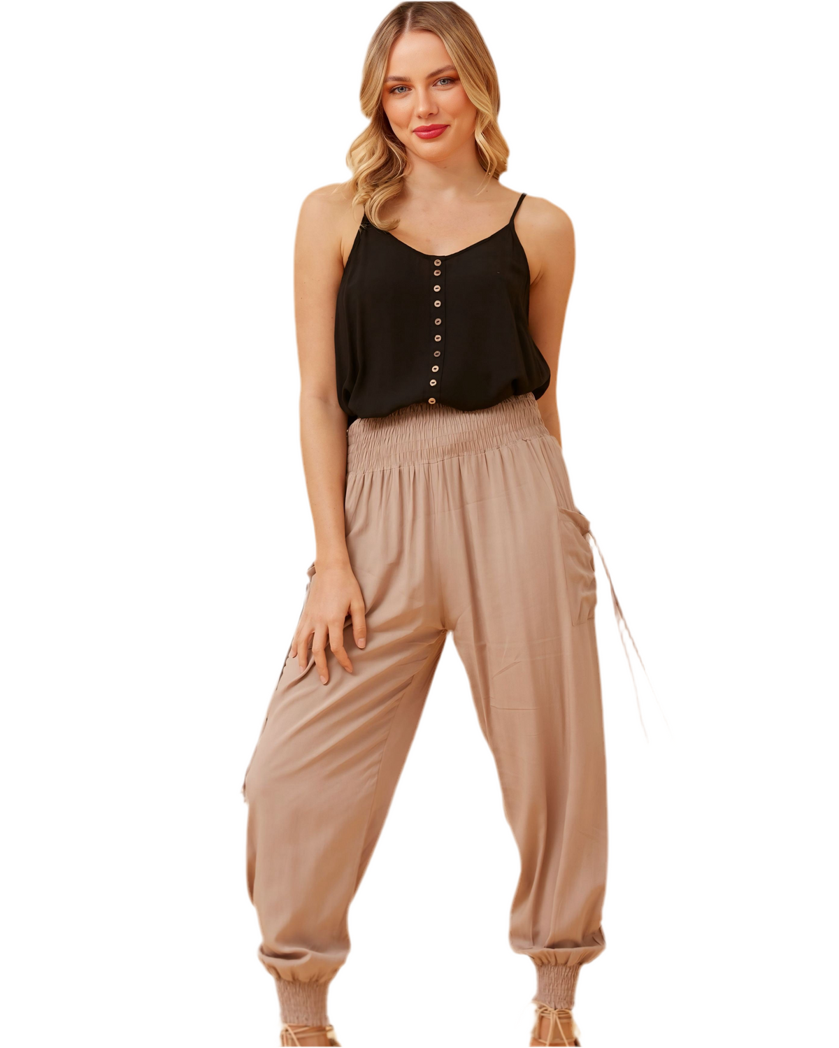 Sandy Side Pocket Harem Pants