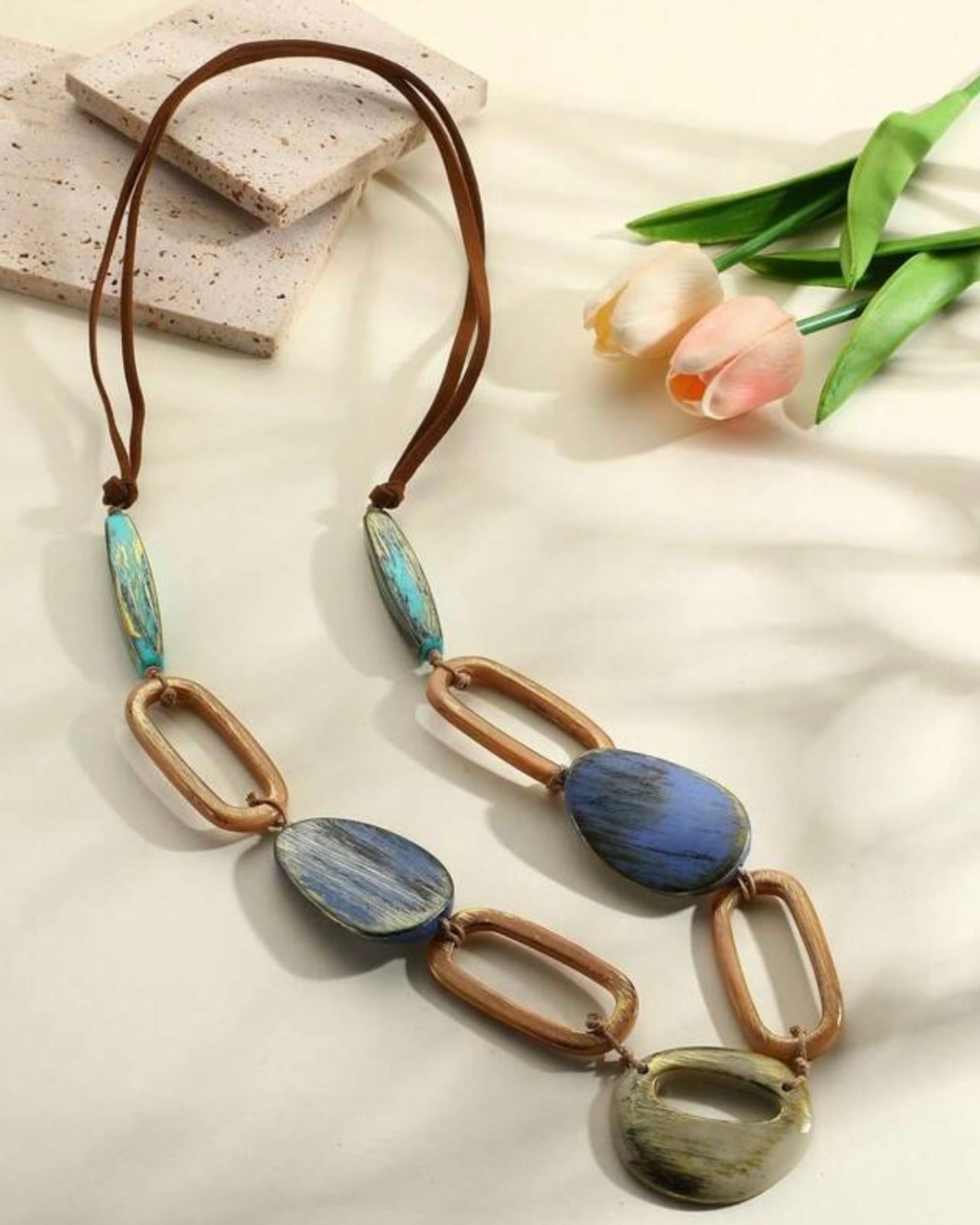 Natural Resin Colour Long Necklace