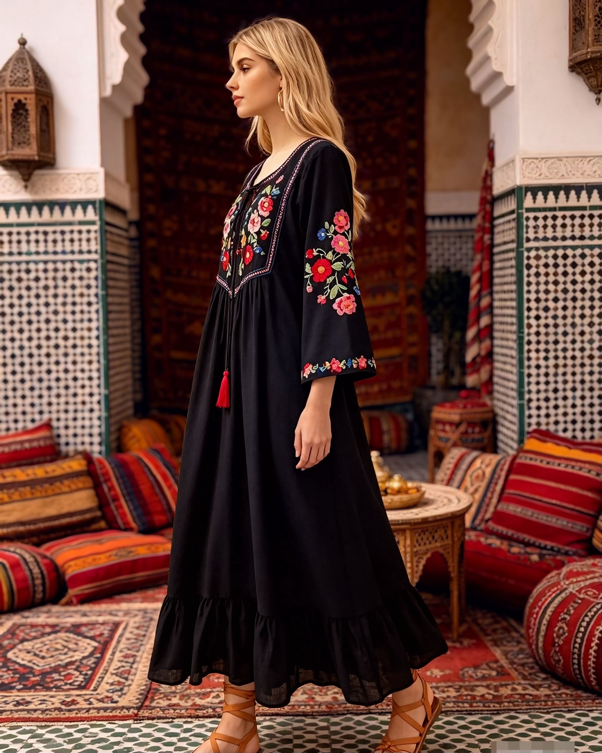 Maria Self Embroidered Maxi Dress